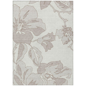 HomeRoots 5' Elegant Floral Area Rug in Ivory Beige and Taupe - Durable, Washable for Indoor and Outdoor Use 10' X 14' 589547
