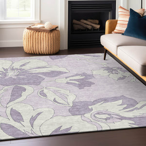 Homeroots 3' Artichoke Green Floral Washable Area Rug - Durable, Stylish Design For Indoor & Outdoor Use 3' X 5' Polyester 589548