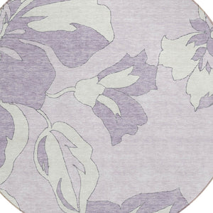 Homeroots 3' Artichoke Green Floral Washable Area Rug - Durable, Stylish Design For Indoor & Outdoor Use 8' Round Polyester 589550