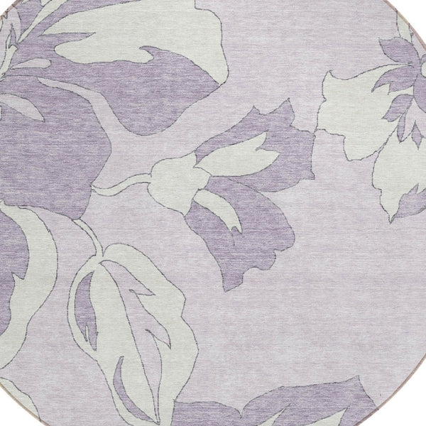 Homeroots 3' Artichoke Green Floral Washable Area Rug - Durable, Stylish Design For Indoor & Outdoor Use 8' Round Polyester 589550