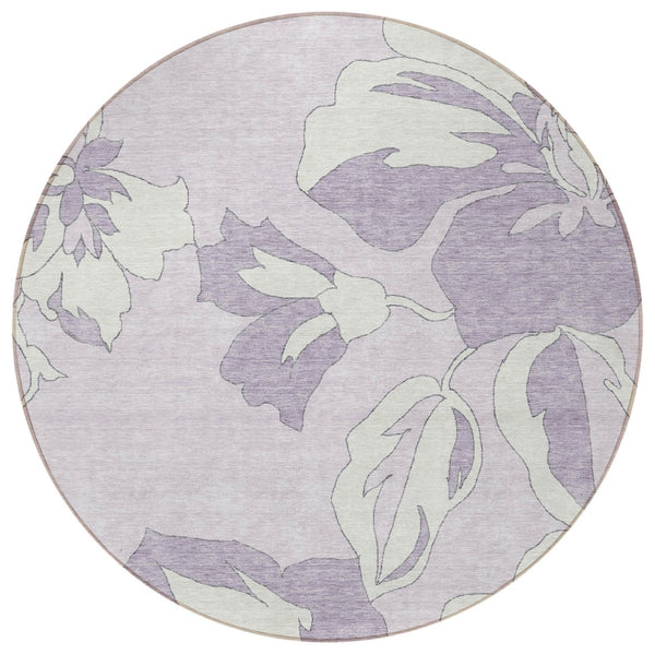 Homeroots 3' Artichoke Green Floral Washable Area Rug - Durable, Stylish Design For Indoor & Outdoor Use 8' Round Polyester 589550