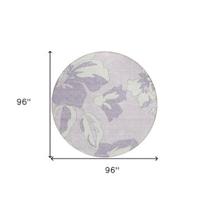 Homeroots 3' Artichoke Green Floral Washable Area Rug - Durable, Stylish Design For Indoor & Outdoor Use 8' Round Polyester 589550