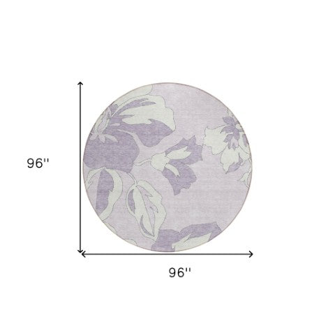 Homeroots 3' Artichoke Green Floral Washable Area Rug - Durable, Stylish Design For Indoor & Outdoor Use 8' Round Polyester 589550