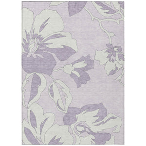 HomeRoots 5' Timeless Lavender Lilac Floral Area Rug for Indoor and Outdoor Use - Washable & Durable Design 8' X 10' 589551