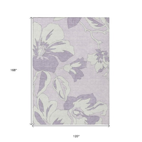 Homeroots 3' Artichoke Green Floral Washable Area Rug - Durable, Stylish Design For Indoor & Outdoor Use 10' X 14' Polyester 589553