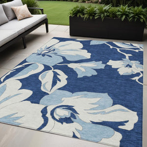 Homeroots 3' Artichoke Green Floral Washable Area Rug - Durable, Stylish Design For Indoor & Outdoor Use 5' X 8' Polyester 589555