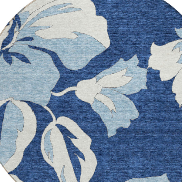 Homeroots 3' Artichoke Green Floral Washable Area Rug - Durable, Stylish Design For Indoor & Outdoor Use 8' Round Polyester 589556