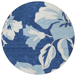 Homeroots 3' Artichoke Green Floral Washable Area Rug - Durable, Stylish Design For Indoor & Outdoor Use 8' Round Polyester 589556