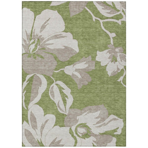 HomeRoots 9' Elegant Floral Washable Area Rug in Olive Green, Taupe, and Beige for Indoor & Outdoor Spaces 9' X 12' 589564