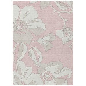 HomeRoots 5' Elegant Floral Washable Area Rug in Soft Pink, Ivory, and Beige for Indoor and Outdoor Use 5' X 8' 589567