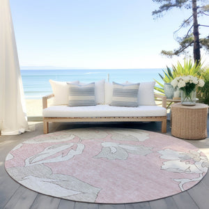 Homeroots 3' Artichoke Green Floral Washable Area Rug - Durable, Stylish Design For Indoor & Outdoor Use 8' Round Polyester 589568