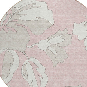 Homeroots 3' Artichoke Green Floral Washable Area Rug - Durable, Stylish Design For Indoor & Outdoor Use 8' Round Polyester 589568