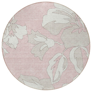 Homeroots 3' Artichoke Green Floral Washable Area Rug - Durable, Stylish Design For Indoor & Outdoor Use 8' Round Polyester 589568