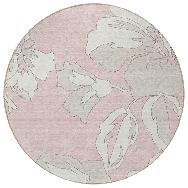 Homeroots 3' Artichoke Green Floral Washable Area Rug - Durable, Stylish Design For Indoor & Outdoor Use 8' Round Polyester 589568