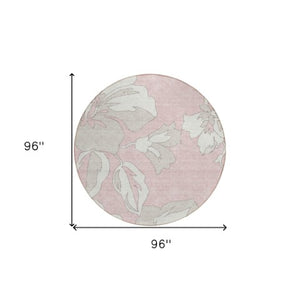 Homeroots 3' Artichoke Green Floral Washable Area Rug - Durable, Stylish Design For Indoor & Outdoor Use 8' Round Polyester 589568