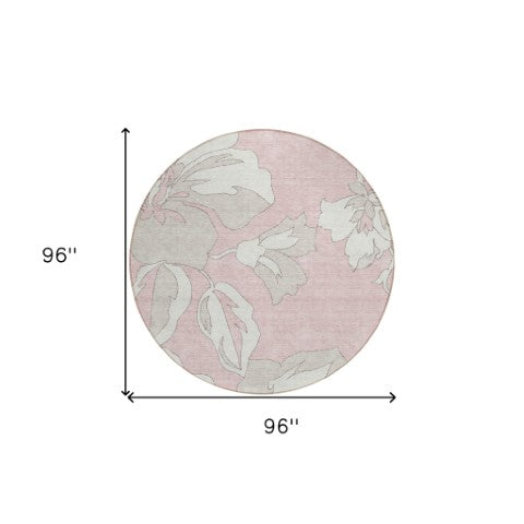 Homeroots 3' Artichoke Green Floral Washable Area Rug - Durable, Stylish Design For Indoor & Outdoor Use 8' Round Polyester 589568