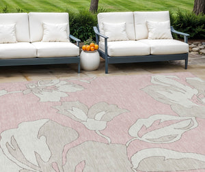 HomeRoots 5' Elegant Floral Washable Area Rug in Soft Pink, Ivory, and Beige for Indoor and Outdoor Use 8' X 10' 589569