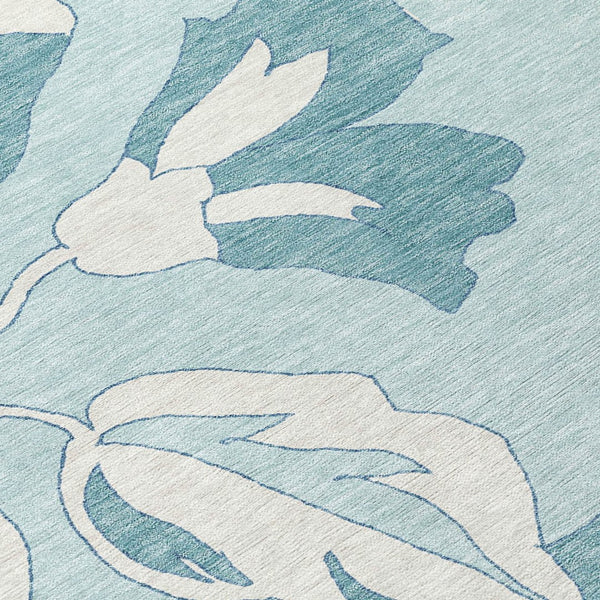 Homeroots 3' Artichoke Green Floral Washable Area Rug - Durable, Stylish Design For Indoor & Outdoor Use 3' X 5' Polyester 589572