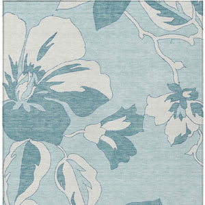 Homeroots 3' Artichoke Green Floral Washable Area Rug - Durable, Stylish Design For Indoor & Outdoor Use 5' X 8' Polyester 589573