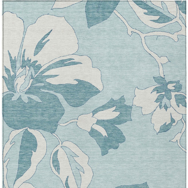 Homeroots 3' Artichoke Green Floral Washable Area Rug - Durable, Stylish Design For Indoor & Outdoor Use 5' X 8' Polyester 589573