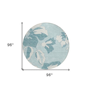 Homeroots 3' Artichoke Green Floral Washable Area Rug - Durable, Stylish Design For Indoor & Outdoor Use 8' Round Polyester 589574