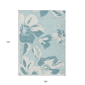 Homeroots 3' Artichoke Green Floral Washable Area Rug - Durable, Stylish Design For Indoor & Outdoor Use 9' X 12' Polyester 589576