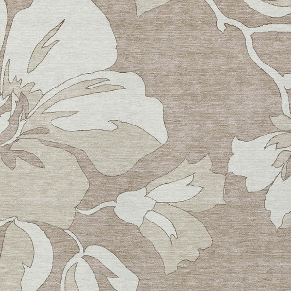 Homeroots 3' Artichoke Green Floral Washable Area Rug - Durable, Stylish Design For Indoor & Outdoor Use 5' X 8' Polyester 589579