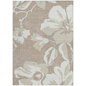 Homeroots 3' Artichoke Green Floral Washable Area Rug - Durable, Stylish Design For Indoor & Outdoor Use 9' X 12' Polyester 589582