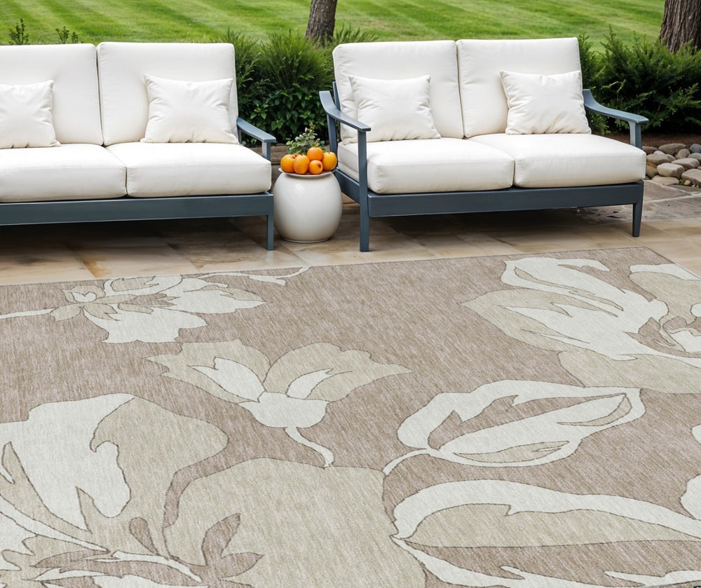 HomeRoots 9' Elegant Floral Washable Area Rug for Indoor and Outdoor Use – Durable, Stylish, Easy to Clean 9' X 12' 589582