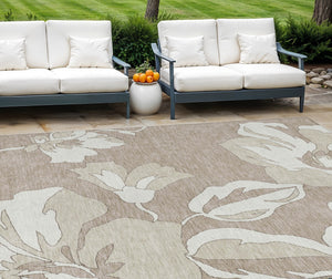 Homeroots 3' Artichoke Green Floral Washable Area Rug - Durable, Stylish Design For Indoor & Outdoor Use 9' X 12' Polyester 589582