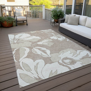 Homeroots 3' Artichoke Green Floral Washable Area Rug - Durable, Stylish Design For Indoor & Outdoor Use 9' X 12' Polyester 589582