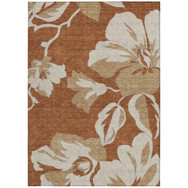 Homeroots 3' Artichoke Green Floral Washable Area Rug - Durable, Stylish Design For Indoor & Outdoor Use 5' X 8' Polyester 589585