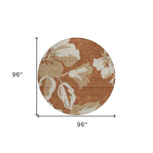 Homeroots 3' Artichoke Green Floral Washable Area Rug - Durable, Stylish Design For Indoor & Outdoor Use 8' Round Polyester 589586