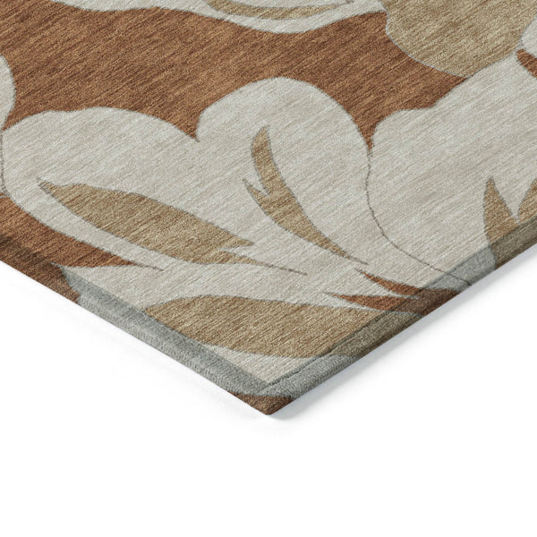 Homeroots 3' Artichoke Green Floral Washable Area Rug - Durable, Stylish Design For Indoor & Outdoor Use 8' X 10' Polyester 589587