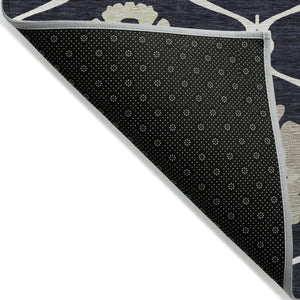 Homeroots 3' Black Ivory And Taupe Medallion Washable Area Rug For Indoor And Outdoor Spaces, Durable Design 3' X 5' Polyester 589590