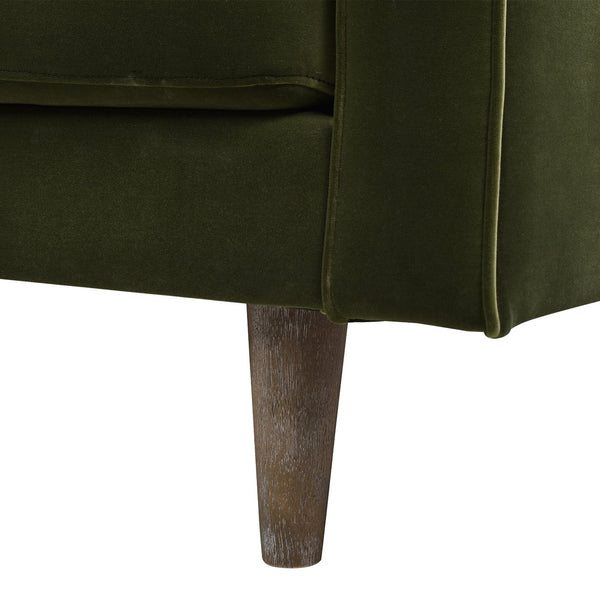 English Elm Jennifer Taylor Home - Nicholas 83.5" Mid-Century Sofa in Olive Performance Velvet — Durable Hardwood Frame, Plush Support B2719P238301