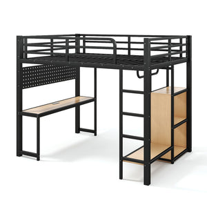 English Elm Twin Over Full Playhouse Bunk Bed with Slide Ladder Storage Shelves and Wardrobe W5305S00060