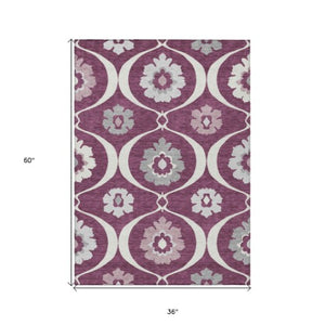 Homeroots 3' Black Ivory And Taupe Medallion Washable Area Rug For Indoor And Outdoor Spaces, Durable Design 3' X 5' Polyester 589602