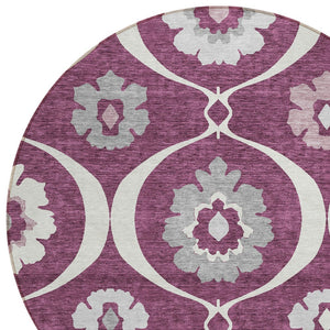 Homeroots 3' Black Ivory And Taupe Medallion Washable Area Rug For Indoor And Outdoor Spaces, Durable Design 8' Round Polyester 589604