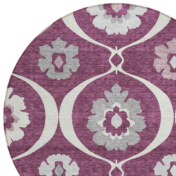 Homeroots 3' Black Ivory And Taupe Medallion Washable Area Rug For Indoor And Outdoor Spaces, Durable Design 8' Round Polyester 589604