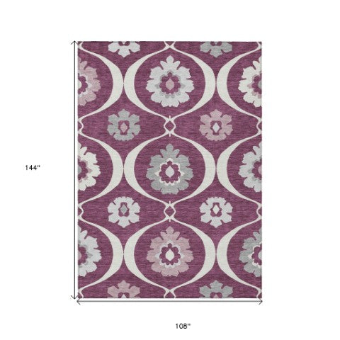 Homeroots 3' Black Ivory And Taupe Medallion Washable Area Rug For Indoor And Outdoor Spaces, Durable Design 9' X 12' Polyester 589606