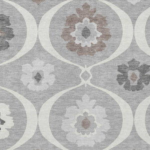 Homeroots 3' Black Ivory And Taupe Medallion Washable Area Rug For Indoor And Outdoor Spaces, Durable Design 8' X 10' Polyester 589611