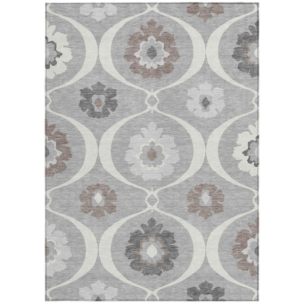 Homeroots 3' Black Ivory And Taupe Medallion Washable Area Rug For Indoor And Outdoor Spaces, Durable Design 9' X 12' Polyester 589612