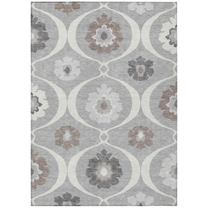 HomeRoots 5' Medallion Washable Indoor Outdoor Area Rug in Gray, Charcoal & Brown - Durable & Stylish Accent 10' X 14' 589613