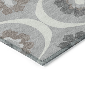 Homeroots 3' Black Ivory And Taupe Medallion Washable Area Rug For Indoor And Outdoor Spaces, Durable Design 10' X 14' Polyester 589613