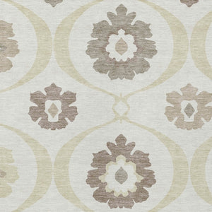 Homeroots 3' Black Ivory And Taupe Medallion Washable Area Rug For Indoor And Outdoor Spaces, Durable Design 3' X 5' Polyester 589614