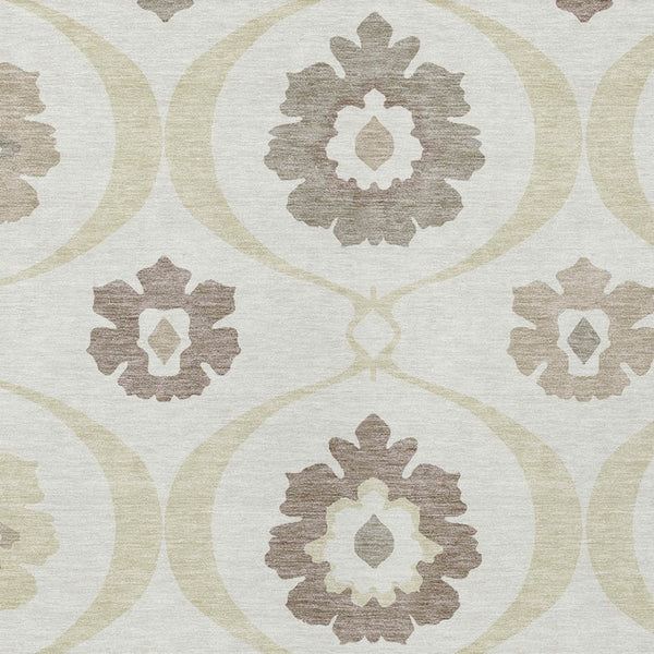 Homeroots 3' Black Ivory And Taupe Medallion Washable Area Rug For Indoor And Outdoor Spaces, Durable Design 3' X 5' Polyester 589614