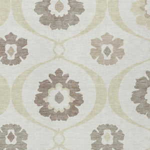 Homeroots 3' Black Ivory And Taupe Medallion Washable Area Rug For Indoor And Outdoor Spaces, Durable Design 5' X 8' Polyester 589615