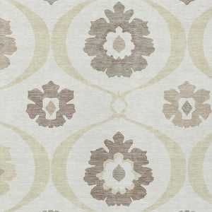 Homeroots 3' Black Ivory And Taupe Medallion Washable Area Rug For Indoor And Outdoor Spaces, Durable Design 8' X 10' Polyester 589617