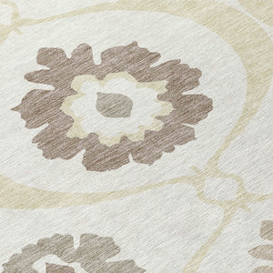 Homeroots 3' Black Ivory And Taupe Medallion Washable Area Rug For Indoor And Outdoor Spaces, Durable Design 8' X 10' Polyester 589617